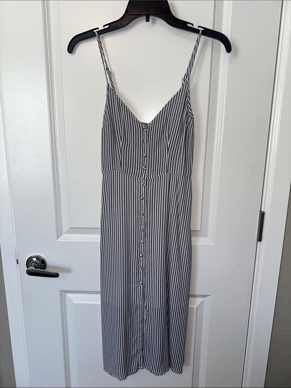 Abercrombie & Fitch Striped Button Front Midi Dress